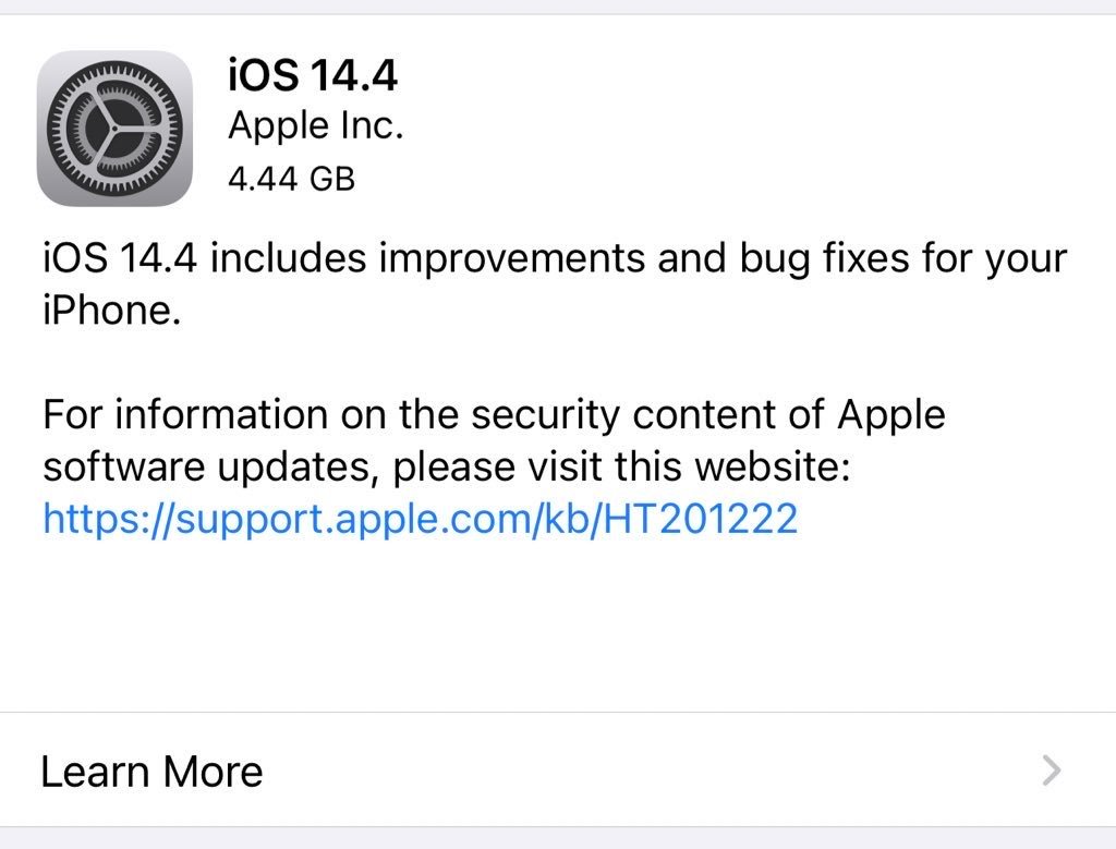 iOS 14.4 RC is out to public